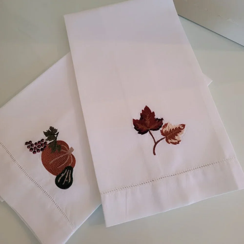 2 Fall Linen Hand Towels